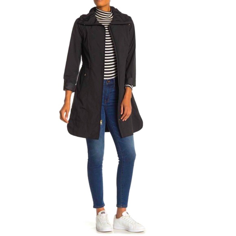 Black Cole Haan Hooded Rain Jacket